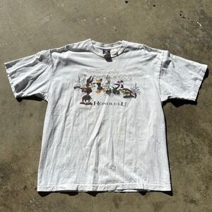 Vintage 90s Warner Bros Honolulu T-Shirt‎ Looney Tunes Bugs Bunny Daffy XL